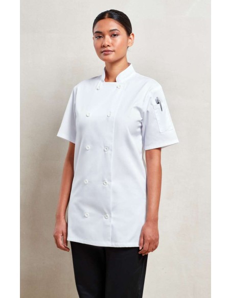 PRE-PR670-Veste de cuisinier à manches courtes Femme 2